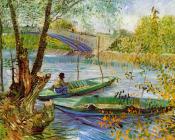 文森特 威廉 梵高 : 克利希桥: 春天垂钓